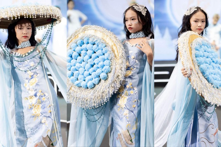 Đỗ Bảo Hân – First Face Duyên Dáng trong Thiết Kế Áo Dài của NTK Hương Giang tại MT Winter Fashion Show 2024